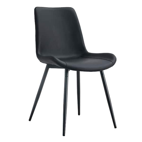 Modern Black Faux Leather Seat Dining Chairs Set of 6 for Kitchen, Living, Dining Room