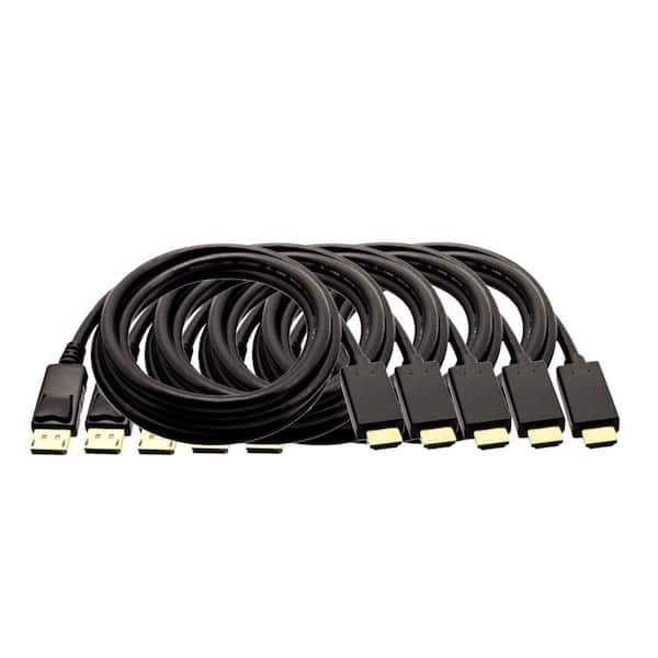 15 ft. DisplayPort to HDMI (28AWG) Cable 4K with Latch Black 5-Pack