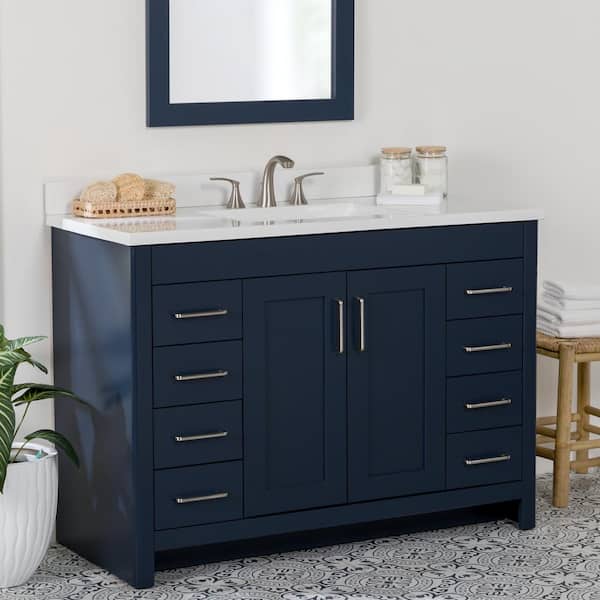 Home Decorators Collection Westcourt 48 in. W x 22 in. D x 34 in. H Bath Vanity Cabinet without Top in Blue