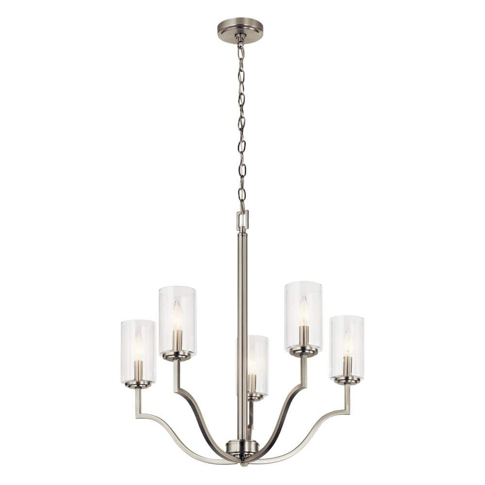 KICHLER Armando 24.35 in. 5-Light Brushed Nickel Updated Traditional Shaded Circle Chandelier for Dining Room