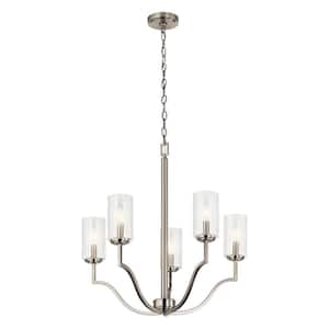 Armando 24.35 in. 5-Light Brushed Nickel Updated Traditional Shaded Circle Chandelier for Dining Room