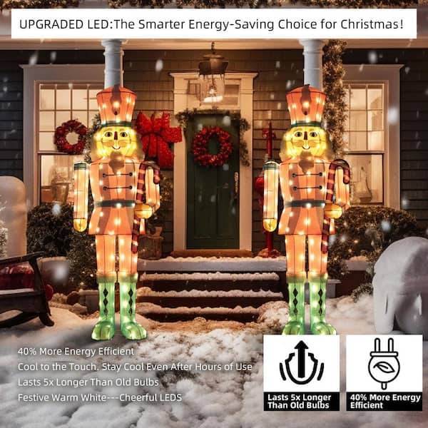 61 in. Outdoor Christmas Decoration Nutcracker Yard Decoration with Warm White LED Lights