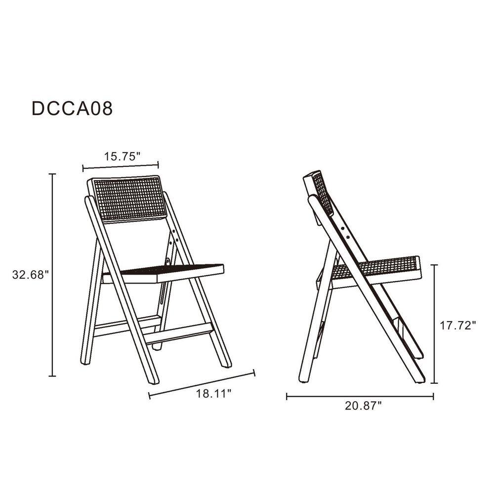 Pullman Black and Natural Cane Solid Wood Folding Side Chair