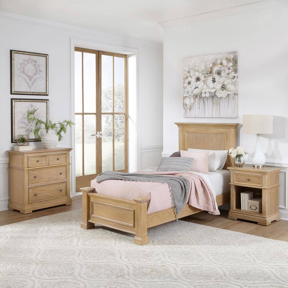 Manor House Light Brown Wood Nightstand with Drawer