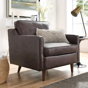 Impart Brown Leather Arm Chair (Set of 1)