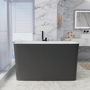 59 in. W x 30 in. L Minimalist Acrylic Freestanding Soaking Bathtub Tub Not Whirlpool CUPC Certificated in Gray