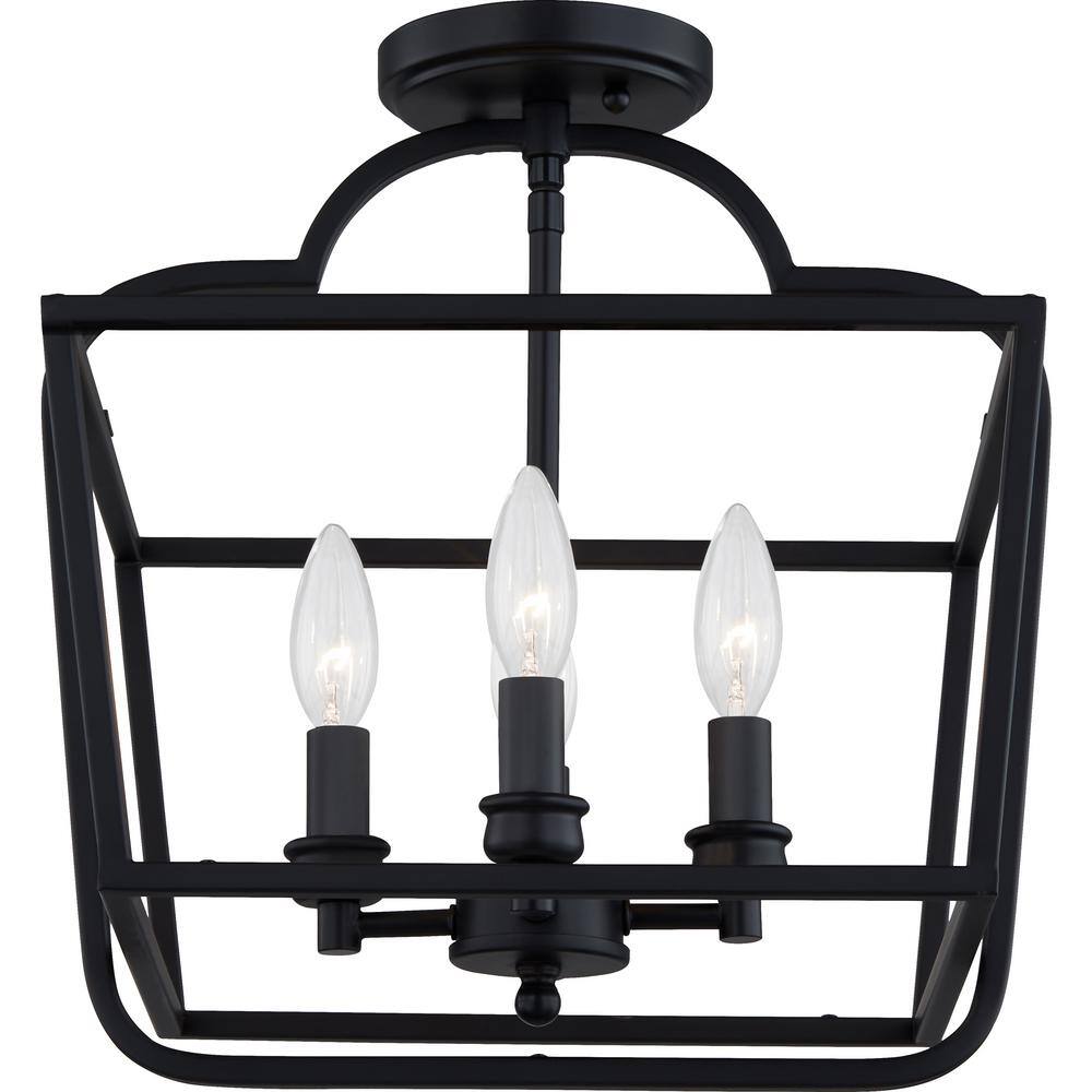 Blanche Matte Black 4-Light Transitional Semi-Flush Mount