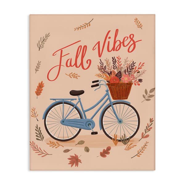 Stupell Industries Fall Vibes Bicycle by Nancy McKenzie Unframed Typography Graphic Art Print 20 in. x 16 in.