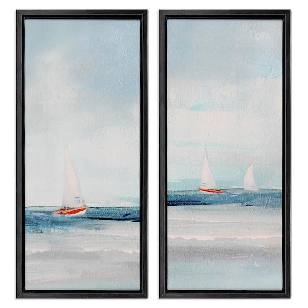 Stupell Industries Sailboats near Shoreline by Sally Swatland 2-Pieces ...