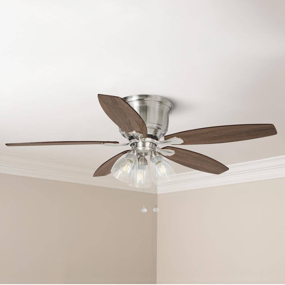 Hampton Bay Stoneridge 52 in. Indoor LED Brushed Nickel Hugger