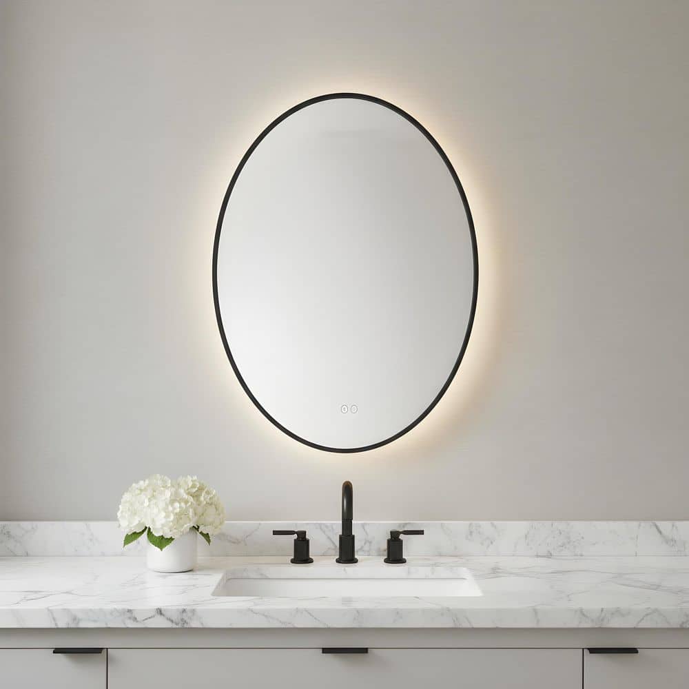 Cadre 30 in. x 30 in. Midnight Black Integrated LED Illuminated Dimmable Vanity Light Mirror price history on PriceWatchPro