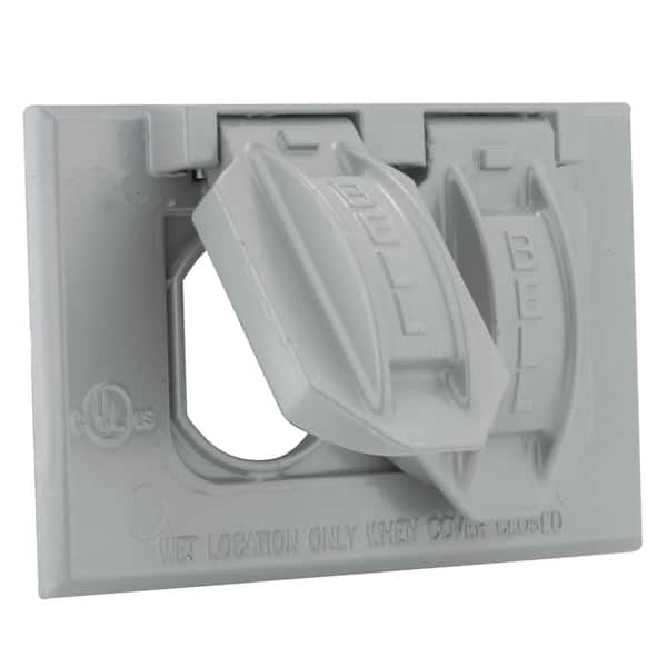 BELL N3R Aluminum Gray 1-Gang Weatherproof Duplex Outlet Cover Plate for Outdoor Outlet, 2 Self-Closing Lids