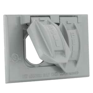 N3R Aluminum Gray 1-Gang Weatherproof Duplex Outlet Cover Plate for Outdoor Outlet, 2 Self-Closing Lids