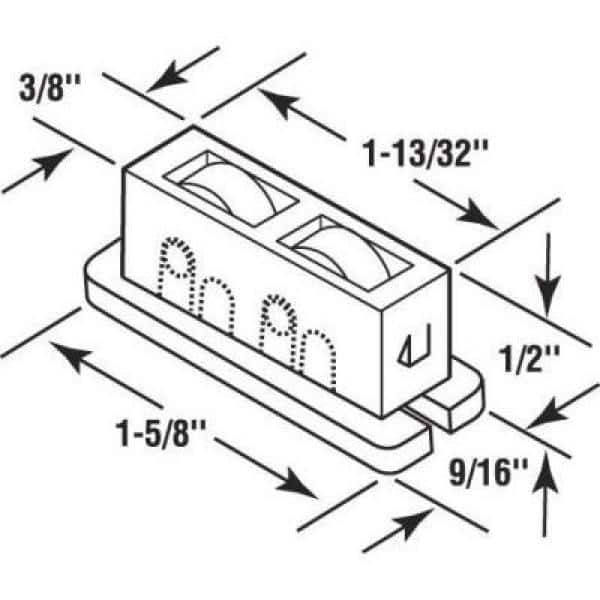 Sliding Window Roller Assembly, Nylon Rollers