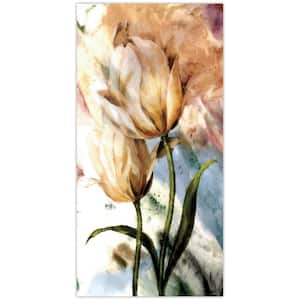 "Pastel Fleur I" Frameless Free Floating Reverse Printed Tempered Glass Wall Art, 36 in. x 72 in.