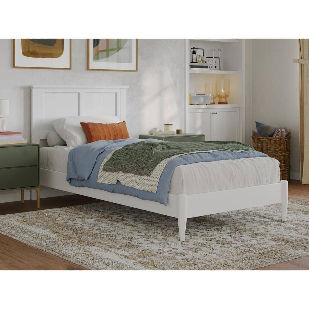 AFI Charlotte White Solid Wood Frame Twin XL Low Profile Platform Bed ...