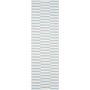 Montauk Ivory/Light Blue 2 ft. x 5 ft. Striped Runner Rug