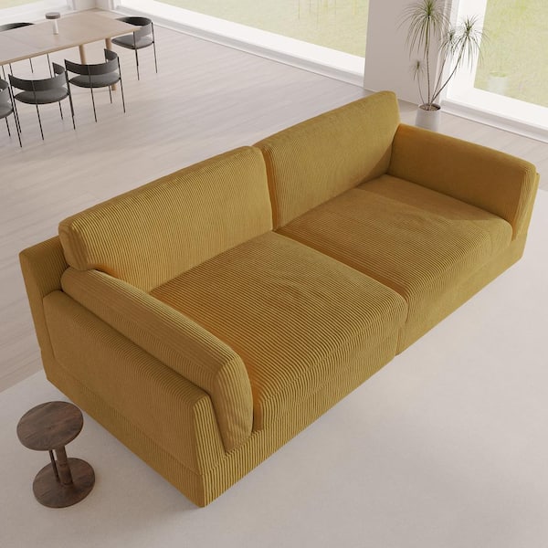 Uixe 90 in. Square Arm Corduroy Fabric Rectangle Upholstered 2 