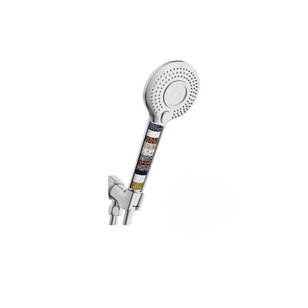 Lukvuzo 3-Spray Wall Mount Handheld Shower Head 1.8 GPM in Chrome with 15 Stage Water Softener Filters to Remove Sediments