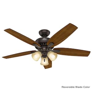 Newsome 52 in. Indoor Premier Bronze Ceiling Fan with Three Light Kit