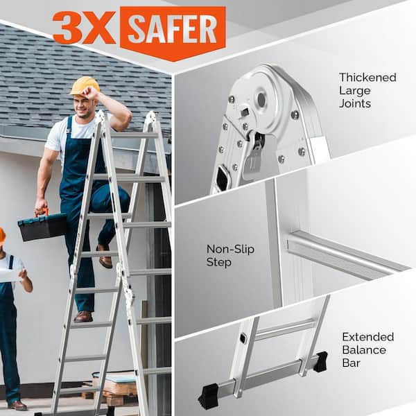 Angel Sar 15.5 ft. Reach 330 lb. Aluminium 7-in-1 Folding
