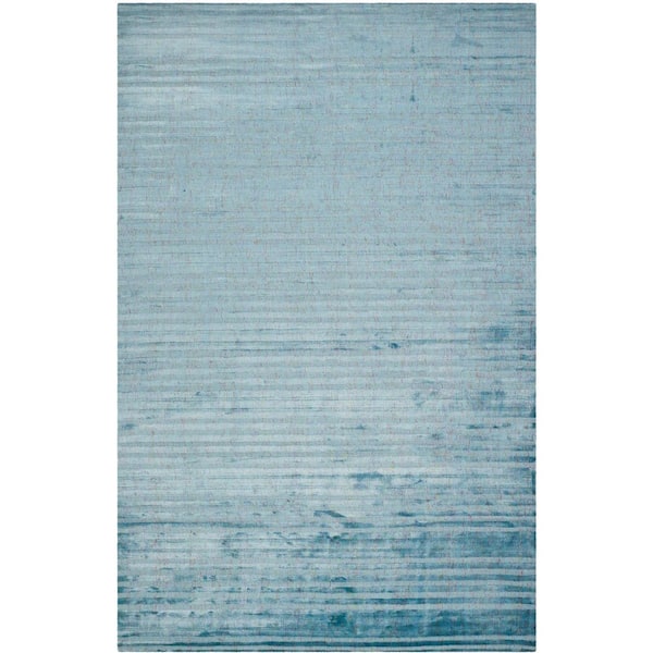 Mirage 6 ft. x 9 ft. Blue Striped Solid Color Area Rug