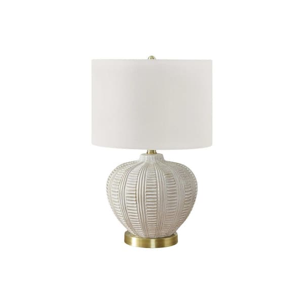Transitional 21 in. H Table Lamp with White Shade, Cream Resin