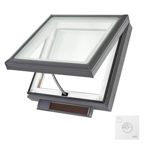 VELUX 22-1/2 in. x 22-1/2 in. Solar Powered Fresh Air Venting Curb-Mount Skylight with Laminated Low-E3 Glass