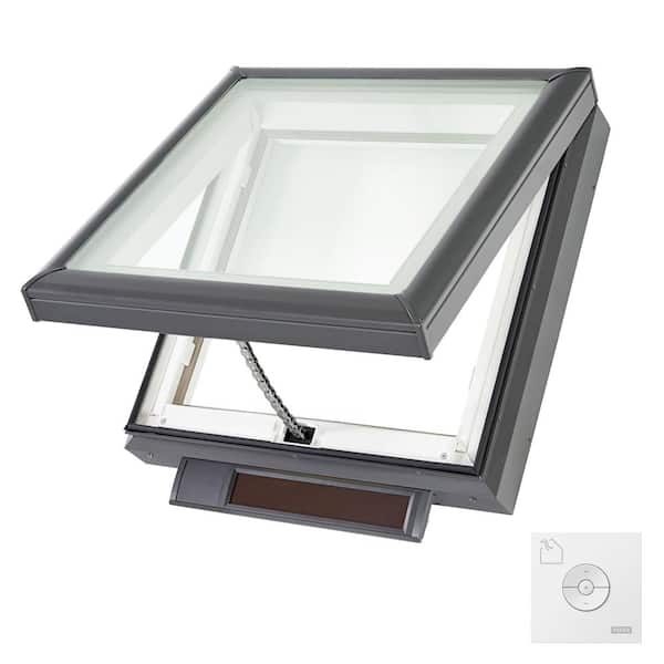 VELUX 22-1/2 in. x 22-1/2 in. Solar Powered Fresh Air Venting Curb-Mount Skylight with Impact Low-E3 Glass