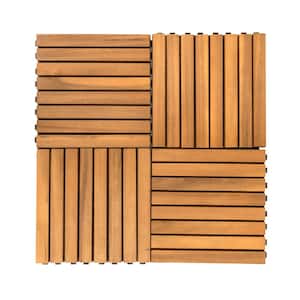 Outdoor 1 ft. x 1 ft. Wood Deck Tile in Brown (Set of 10 Tiles)