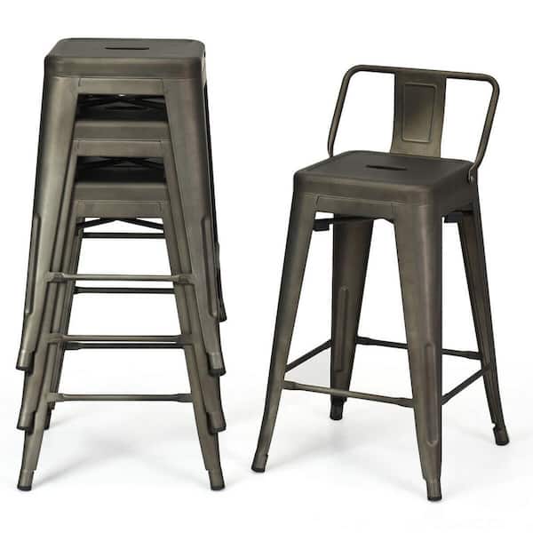 Boyel Living 24 Inch Height Set of 4 Cafe Side Chairs with Rubber Feet and Removable Backs