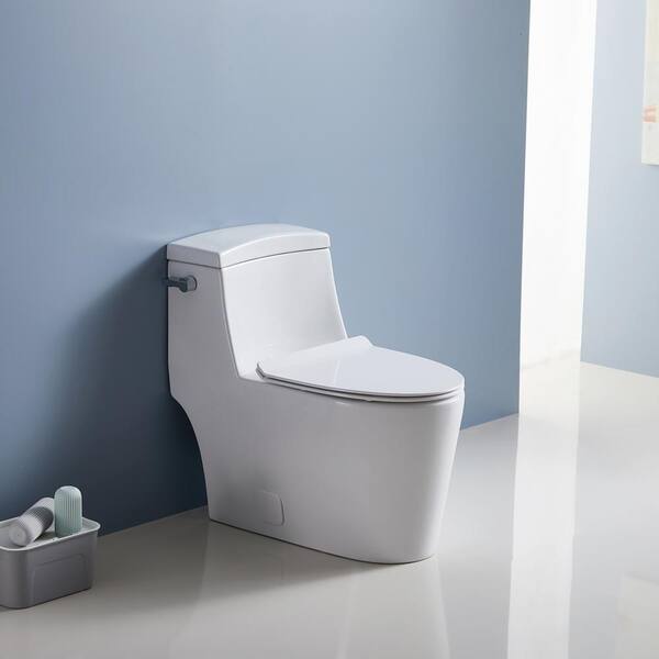 Vanityfus 1 Piece 1 28 Gpf Single Flush Elongated Toilet In White Siphonic Jet With Soft Closing Seat Included Vf Mh Tl0 670 The Home Depot