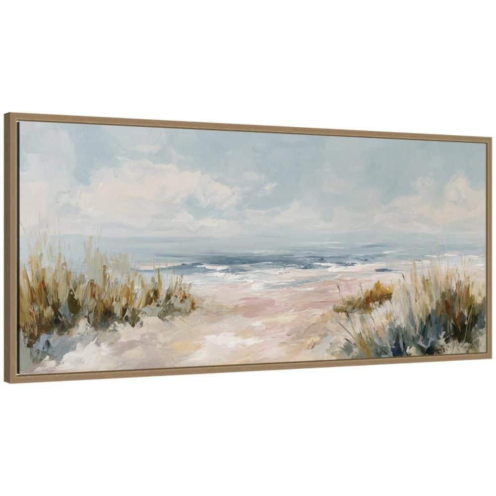 "Sylvie ""Beach Grass Ocean Waves Panel"" by The Creative Bunch Studio Beach Framed Canvas Art Print 18 in. x 40 in." price history on PriceWatchPro