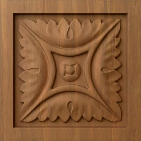Ekena Millwork 3/4 in. x 3-1/2 in. x 3-1/2 in. Unfinished Wood Cherry Medium Middlesbrough Rosette
