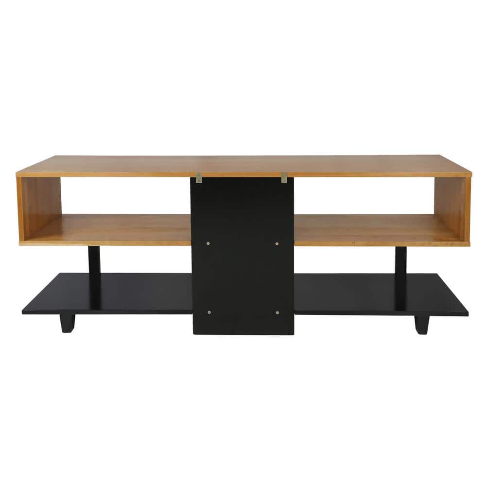Modern Urban Cherry and Black Solid Wood TV Stand
