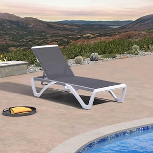 Patio Chair Set Plastic Outdoor Chaise Lounge Chairs for Outside Beach in-Pool Lawn Poolside, Grey