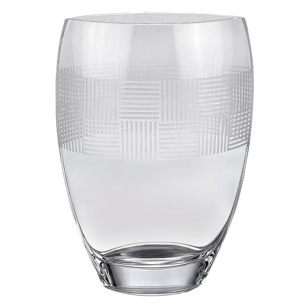 HomeRoots 12 in. Clear Crystal Pot Decorative Vase