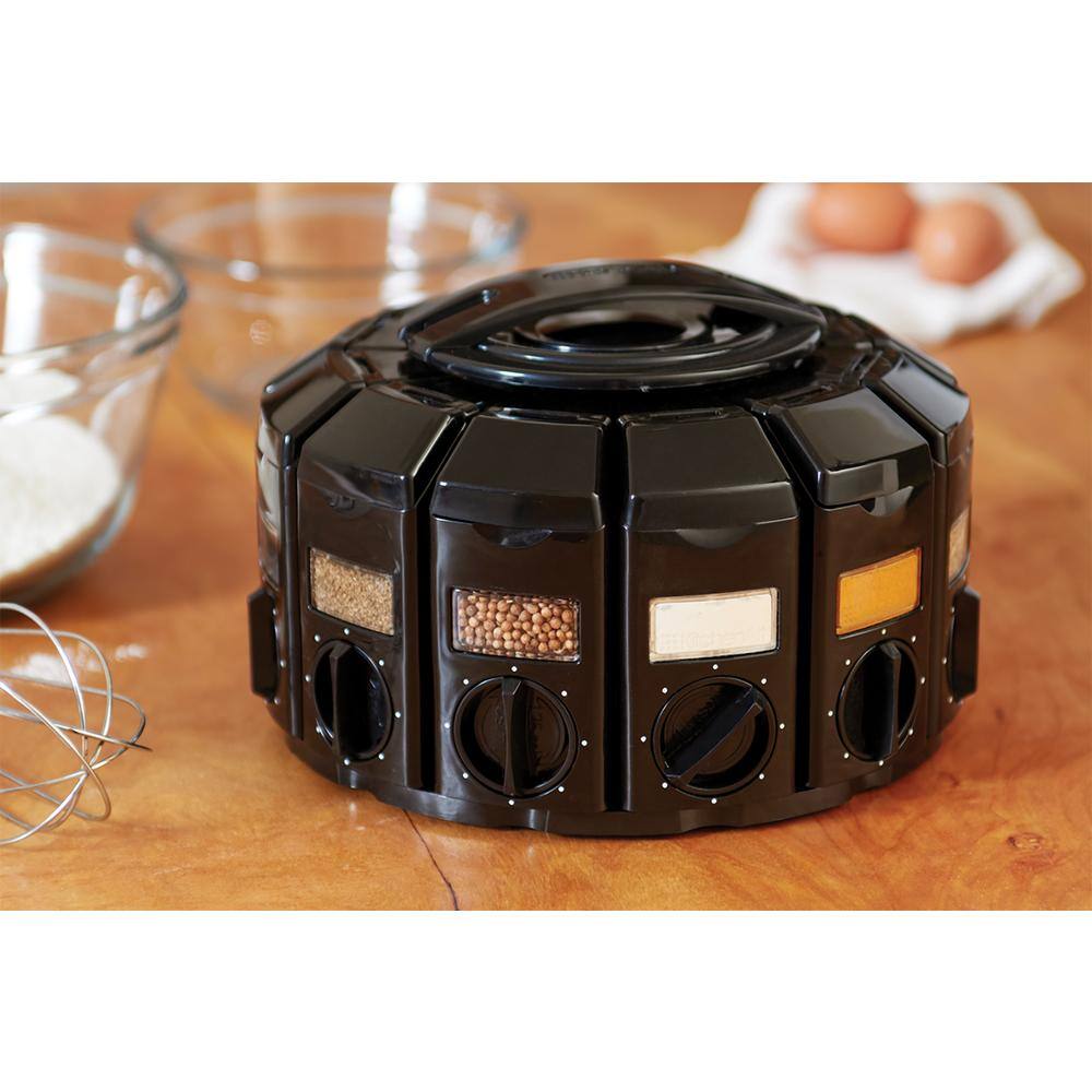 Black Revolving Countertop Spice Rack with 12 Compartments