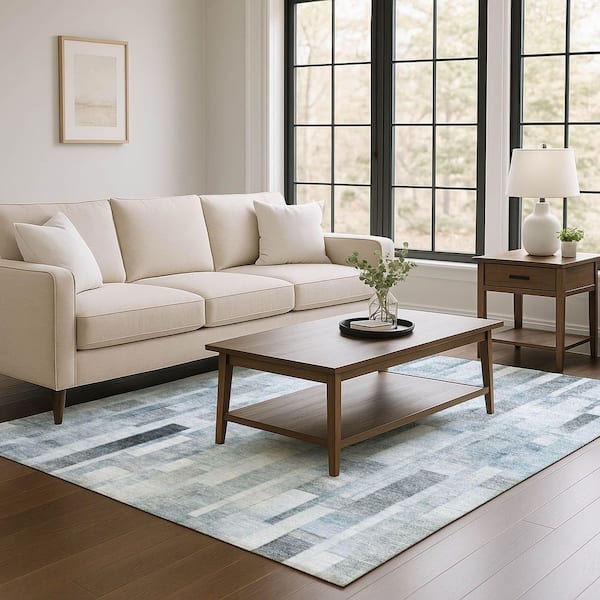 Mayfield Premium Machine Washable Abstract AMF1630 Blue 5 ft. x 7 ft. 6 in. Area Rug