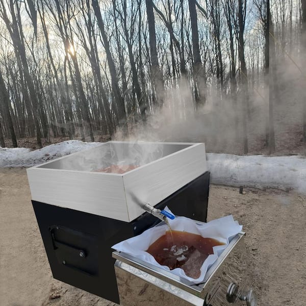 Stainless Steel Sap Stove 24 in. x 24 in. x 9.5 in. Maple Syrup Supplies with Valve for Boiling Maple Syrup