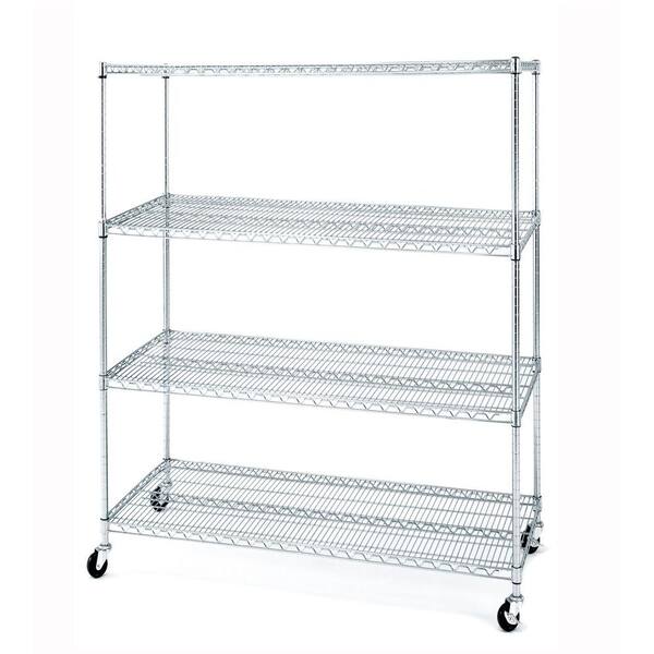 Seville Classics 4-Tier 60 in. W x 72 in. H x 24 in. D Commercial Steel Shelving System Unit with Wheels-DISCONTINUED