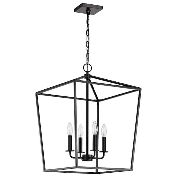 Emma 240-Watt 4-Light Dark Bronze Shaded Pendant Light with Dark Bronze Metal Shade, No Bulbs Included