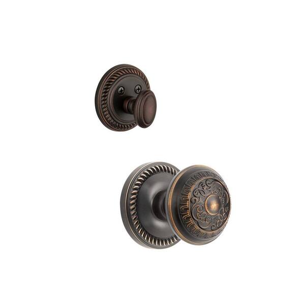 Grandeur Newport Single Cylinder Timeless Bronze Combo Pack Keyed Alike with Grande Victorian Knob and Matching Deadbolt