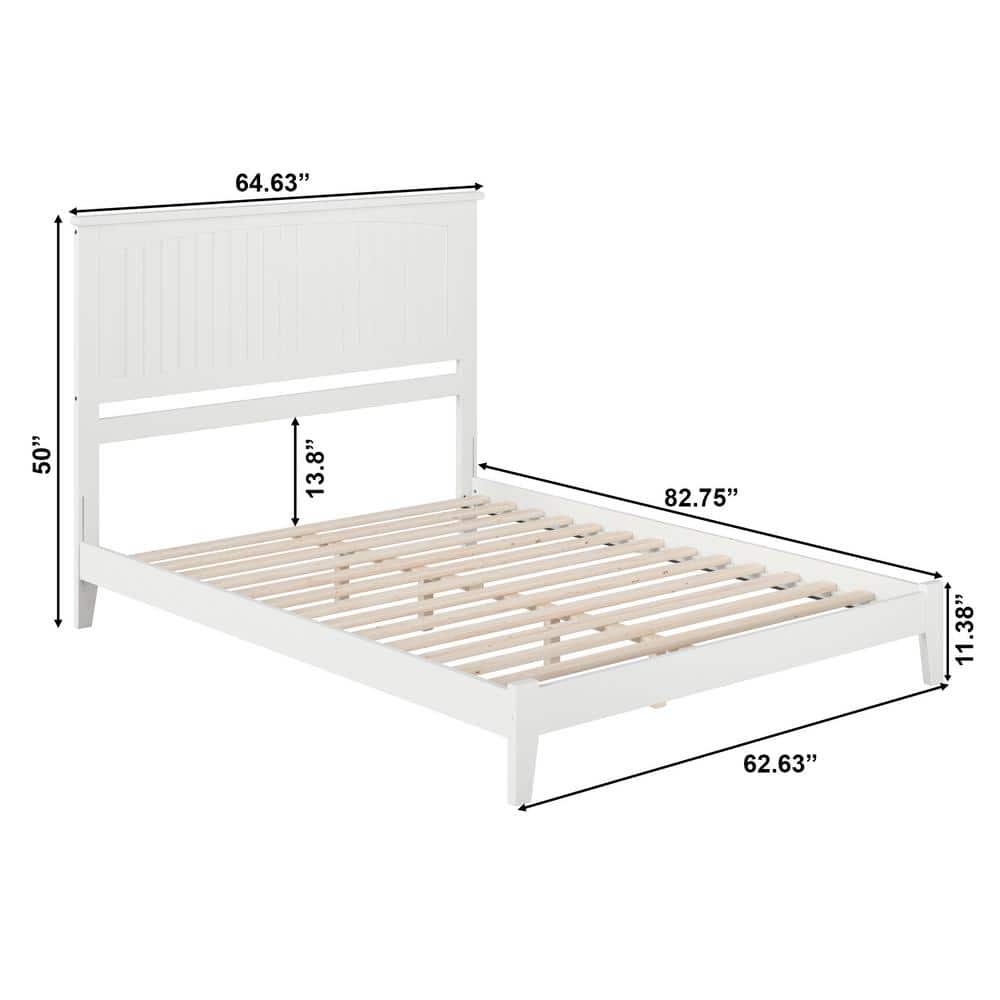 Nantucket White Queen Wood Platform Bed with Slats