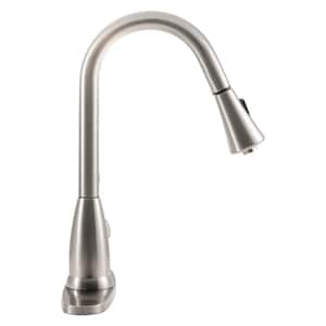 8 in. Centerset Single Handle Pull-Down Sprayer Kitchen Faucet with Deckplate in Brushed Nickel