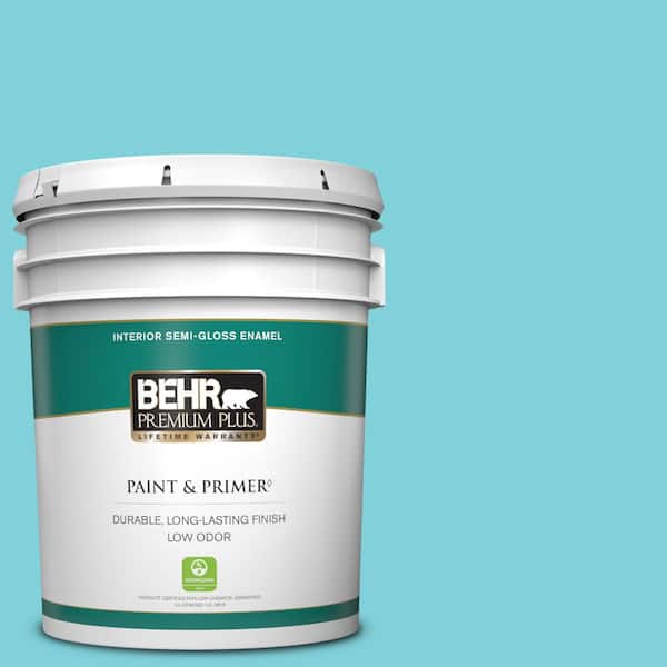 BEHR PREMIUM PLUS 5 gal. #P470-3 Sea of Tranquility Semi-Gloss Enamel Low Odor Interior Paint & Primer