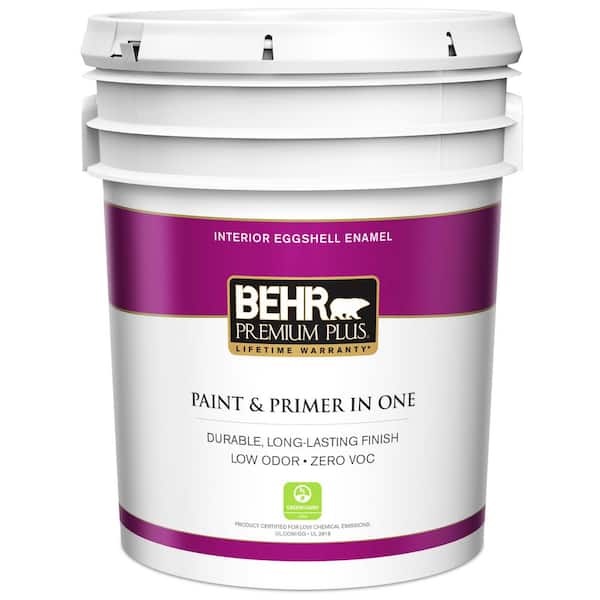 BEHR PREMIUM PLUS 5 gal. Medium Base Eggshell Enamel Low Odor Interior Paint and Primer in One