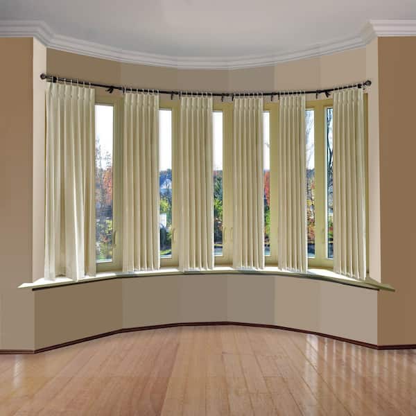 Emoh 13 16 Quot Dia Adjule 6 Sided Bay Window Curtain Rod 28 To 48 Each Side In Black With Diana Finials H6bay 89 2 The