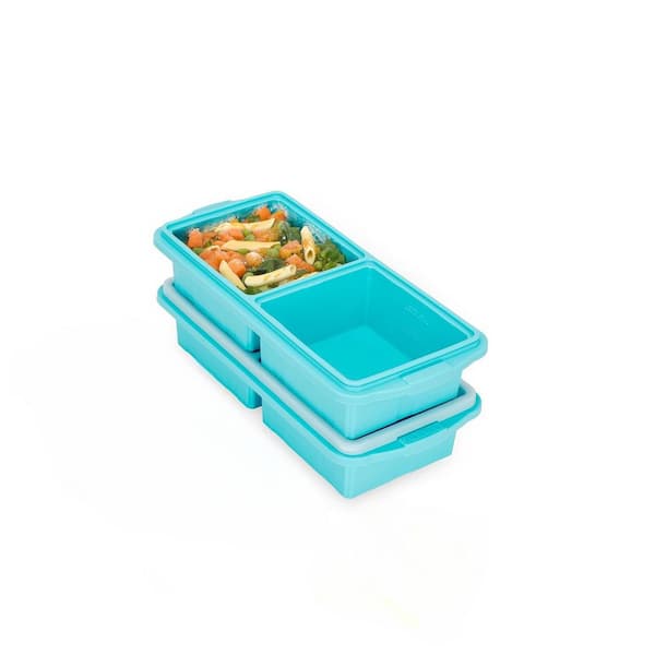 Adrinfly 2Pack Silicone Freezer Tray w/Lid 2-Cup Portion Control Mold Oven and Dishwasher Safe Ideal for Soups Stews Food Storage