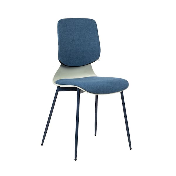 Huluwat Blue Iron Dining Chair with Foot Pad and Soft Pad Seat (Set of 2)